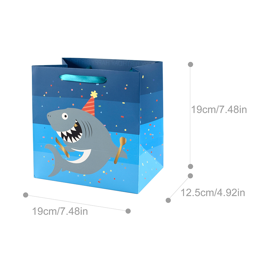 상어 생일 종이 쇼핑백 샤크 벌스데이 기프트 선물 쇼핑백 (10매)